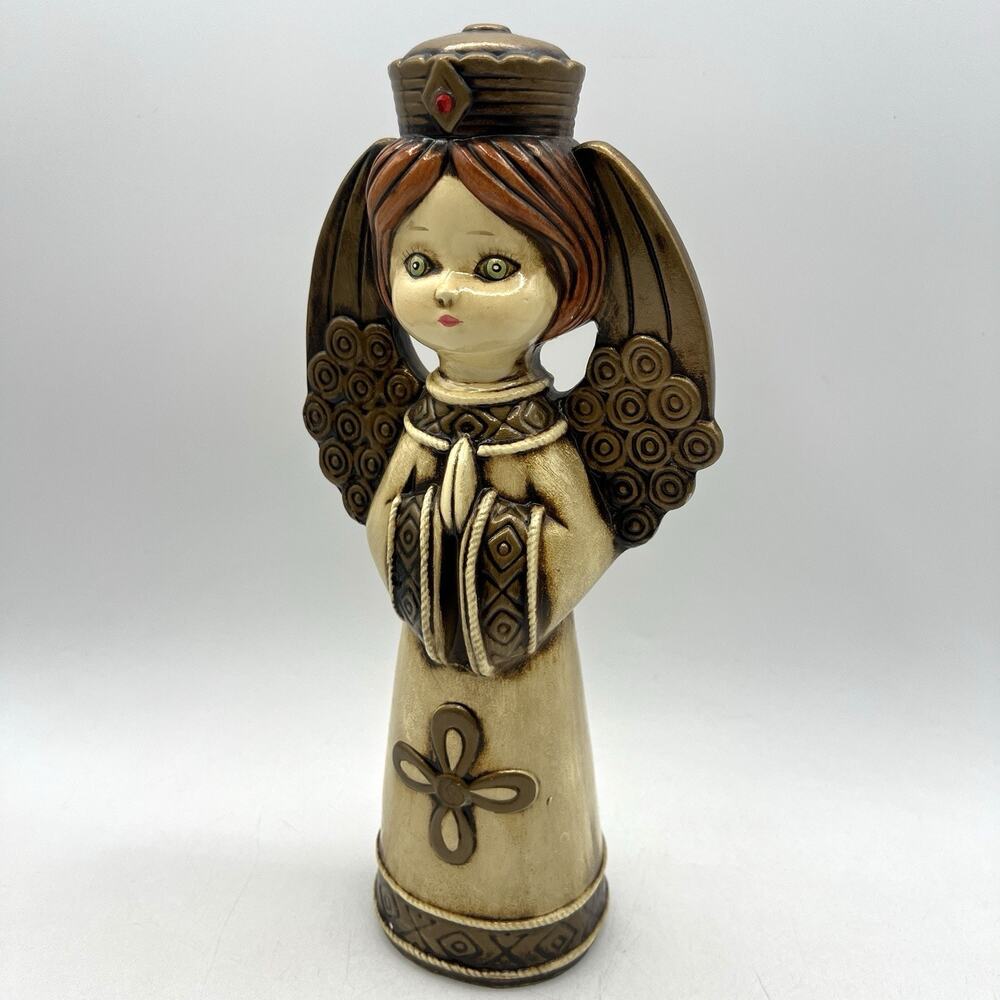 Vintage Christmas MCM Gold Jeweled Praying 11” Angel Ardco Kitsch 1960s
